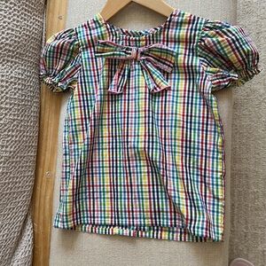 Beaufort bonnet gingham check bow cotton blouse puff sleeve